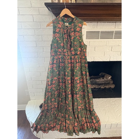 NATURAL LIFE Dresses & Skirts - NEW Natural Life Green Floral Metallic Tiered Maxi Dress XL